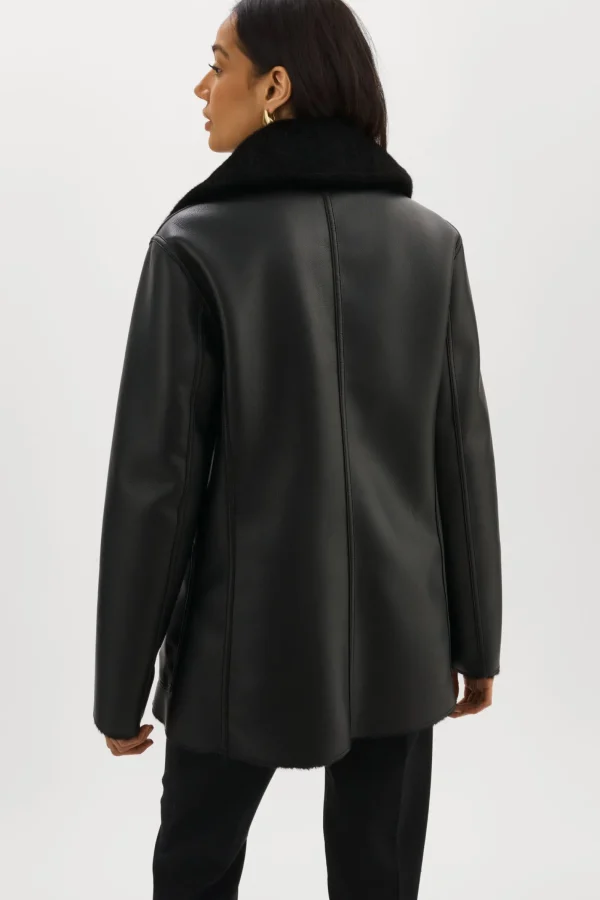 LAMARQUE Coats&Jackets | CAMILLE | Faux Shearling Reversible Coat Black