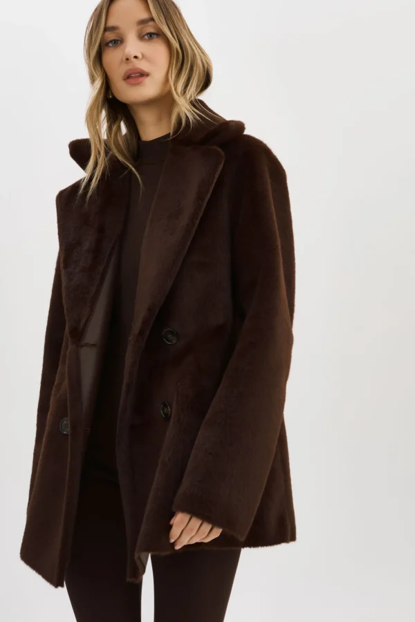 LAMARQUE Coats&Jackets | CAMILLE | Faux Shearling Reversible Coat MAHOGANY