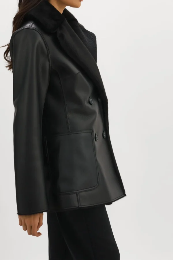 LAMARQUE Coats&Jackets | CAMILLE | Faux Shearling Reversible Coat Black