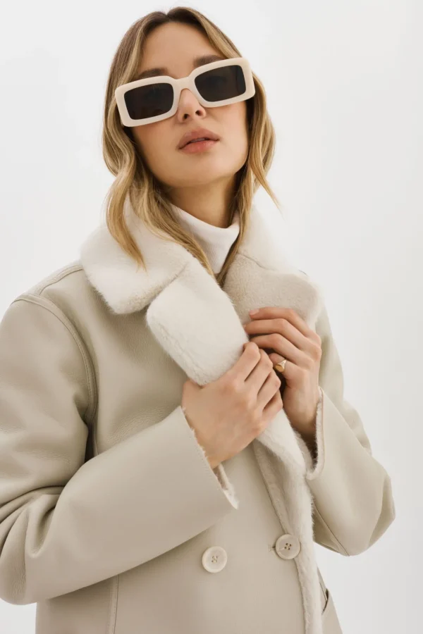 LAMARQUE Coats&Jackets | CAMILLE | Faux Shearling Reversible Coat IVORY