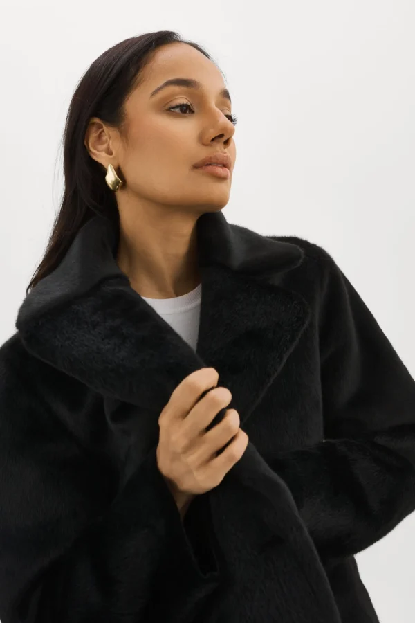 LAMARQUE Coats&Jackets | CAMILLE | Faux Shearling Reversible Coat Black