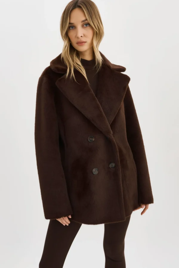 LAMARQUE Coats&Jackets | CAMILLE | Faux Shearling Reversible Coat MAHOGANY