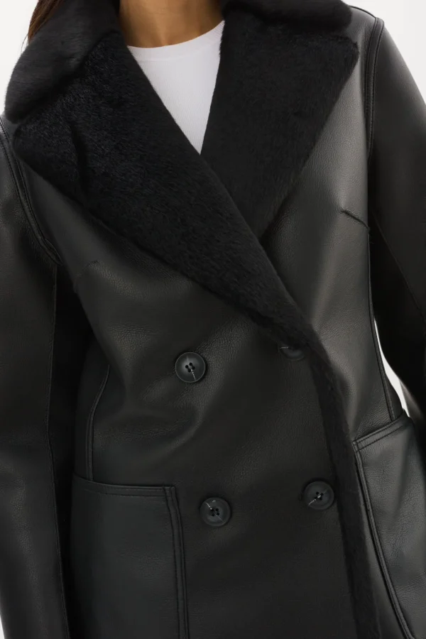 LAMARQUE Coats&Jackets | CAMILLE | Faux Shearling Reversible Coat Black