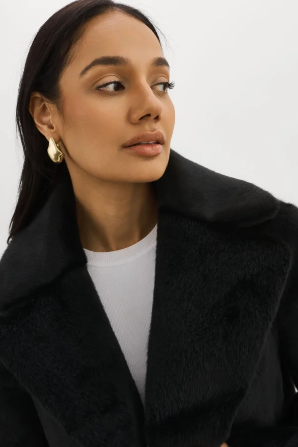 LAMARQUE Coats&Jackets | CAMILLE | Faux Shearling Reversible Coat Black