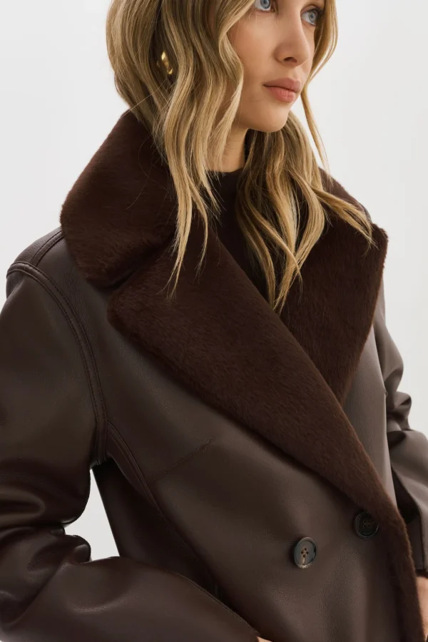 LAMARQUE Coats&Jackets | CAMILLE | Faux Shearling Reversible Coat MAHOGANY