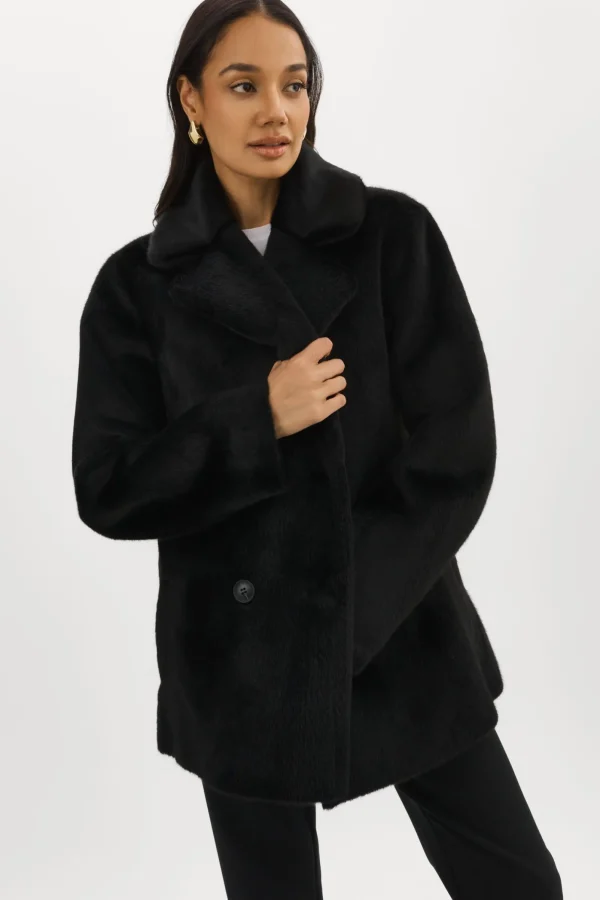 LAMARQUE Coats&Jackets | CAMILLE | Faux Shearling Reversible Coat Black