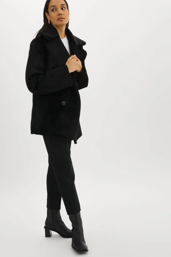 LAMARQUE Coats&Jackets | CAMILLE | Faux Shearling Reversible Coat Black