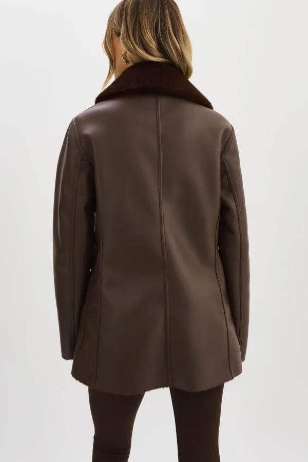 LAMARQUE Coats&Jackets | CAMILLE | Faux Shearling Reversible Coat MAHOGANY