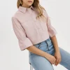 LAMARQUE Leather Jackets | CAROLINA | Leather Ruffle Sleeve Jacket Rose