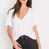 LAMARQUE Tops | CECILIA | Deep V-neck Tee White
