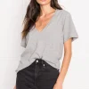 LAMARQUE Tops | CECILIA | Deep V-neck Tee Heather Grey