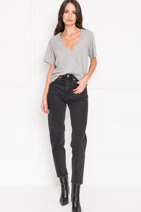 LAMARQUE Tops | CECILIA | Deep V-neck Tee Heather Grey