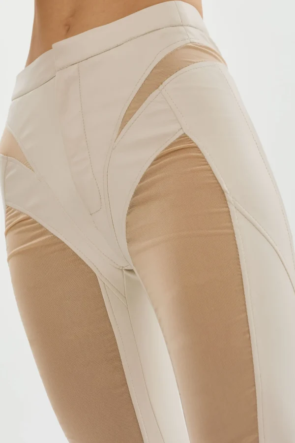 LAMARQUE Pants&Shorts | CELICIA | Faux Leather Mesh Leggings Bone