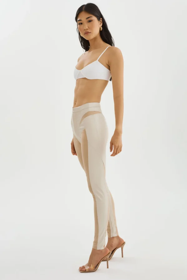 LAMARQUE Pants&Shorts | CELICIA | Faux Leather Mesh Leggings Bone