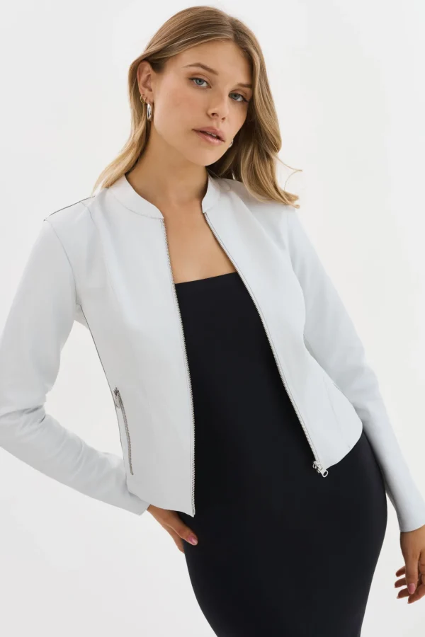 LAMARQUE Leather Jackets | CHAPIN | Reversible Leather Bomber White/Pewter