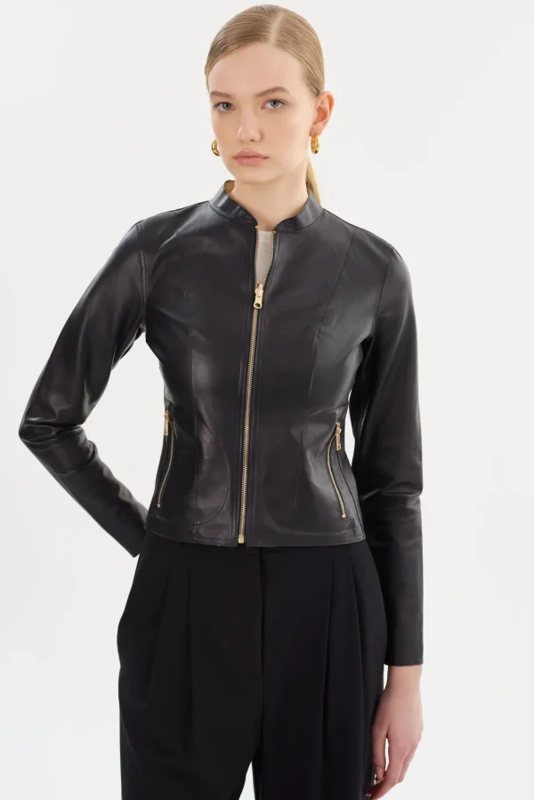 LAMARQUE Leather Jackets | CHAPIN | Reversible Leather Bomber Black/Gold