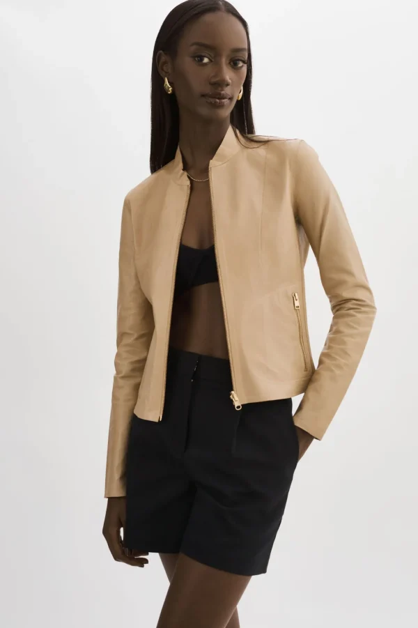 LAMARQUE Leather Jackets | CHAPIN | Reversible Leather Bomber Wheat/Gold