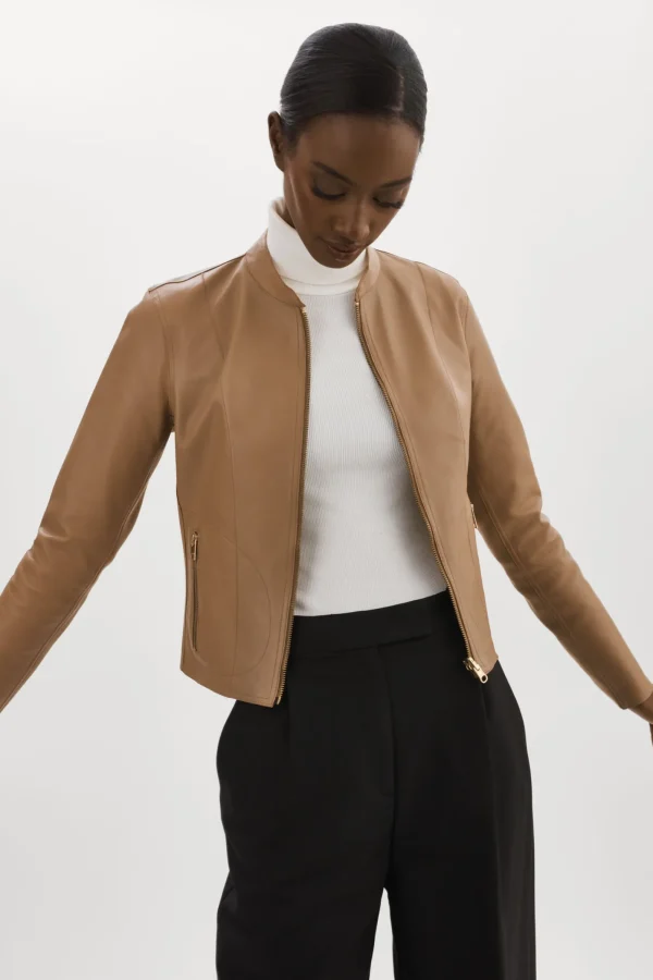 LAMARQUE Leather Jackets | CHAPIN | Reversible Leather Bomber Mocha/Gold