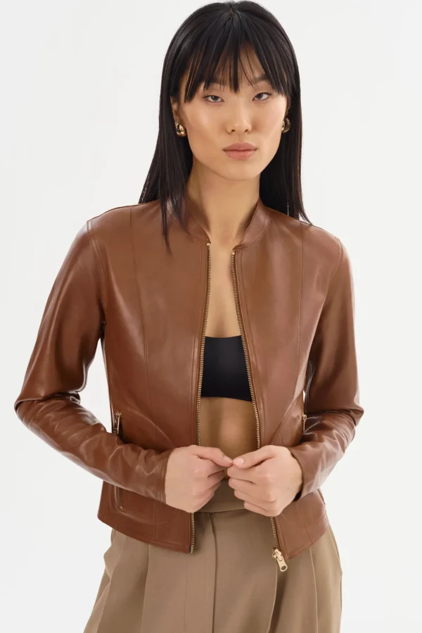 LAMARQUE Leather Jackets | CHAPIN | Reversible Leather Bomber Luggage/Gold