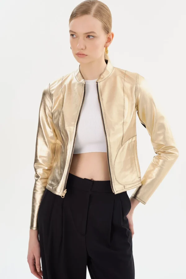 LAMARQUE Leather Jackets | CHAPIN | Reversible Leather Bomber Black/Gold