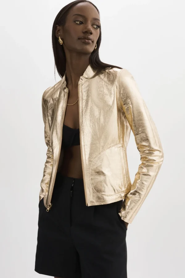 LAMARQUE Leather Jackets | CHAPIN | Reversible Leather Bomber Wheat/Gold