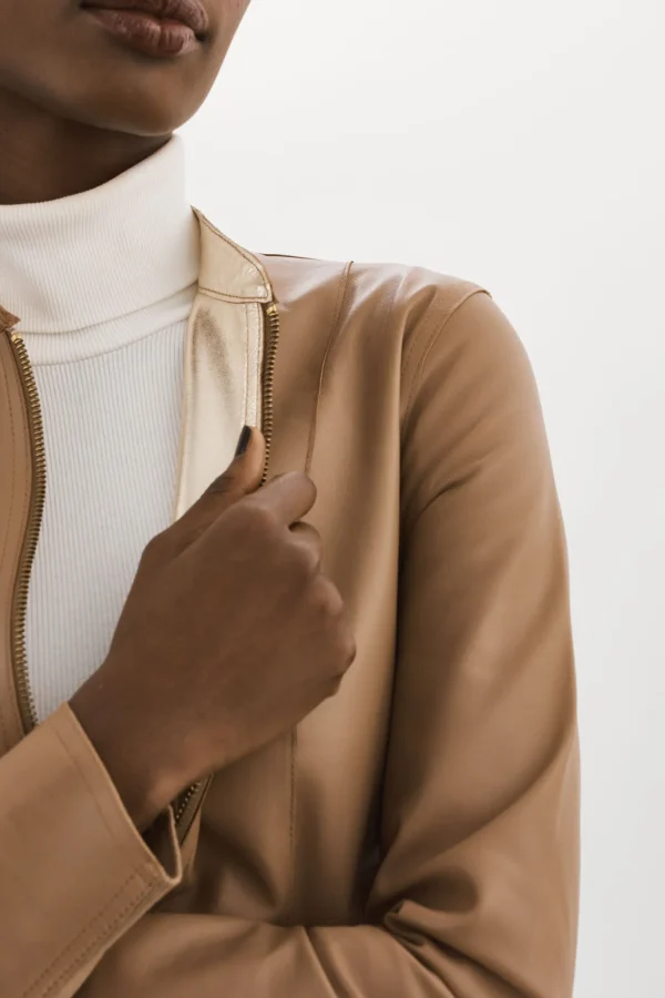 LAMARQUE Leather Jackets | CHAPIN | Reversible Leather Bomber Mocha/Gold