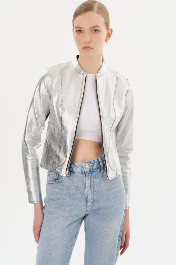 LAMARQUE Leather Jackets | CHAPIN | Reversible Leather Bomber Black/Silver