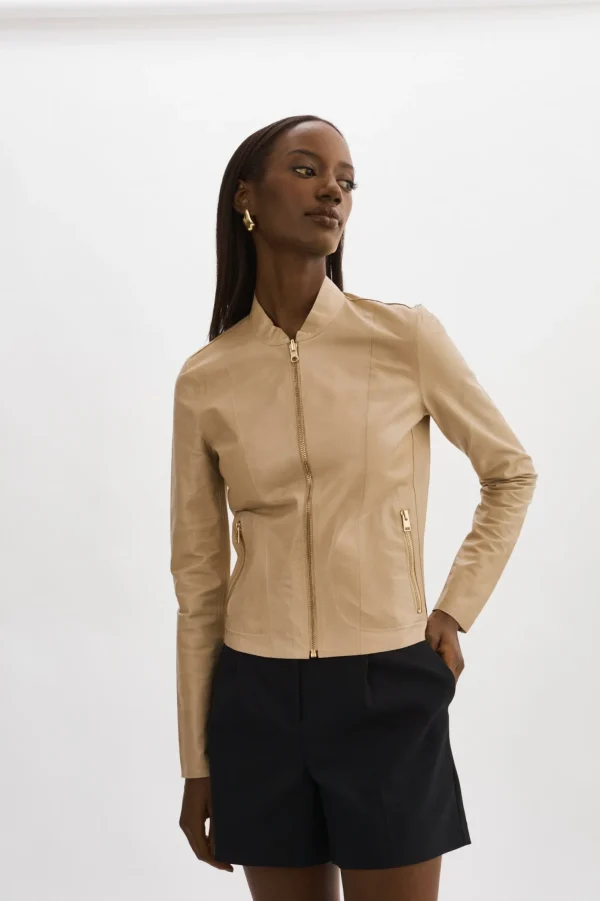 LAMARQUE Leather Jackets | CHAPIN | Reversible Leather Bomber Wheat/Gold