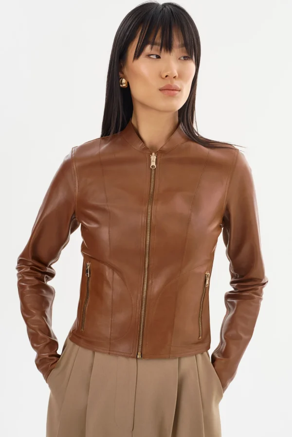 LAMARQUE Leather Jackets | CHAPIN | Reversible Leather Bomber Luggage/Gold