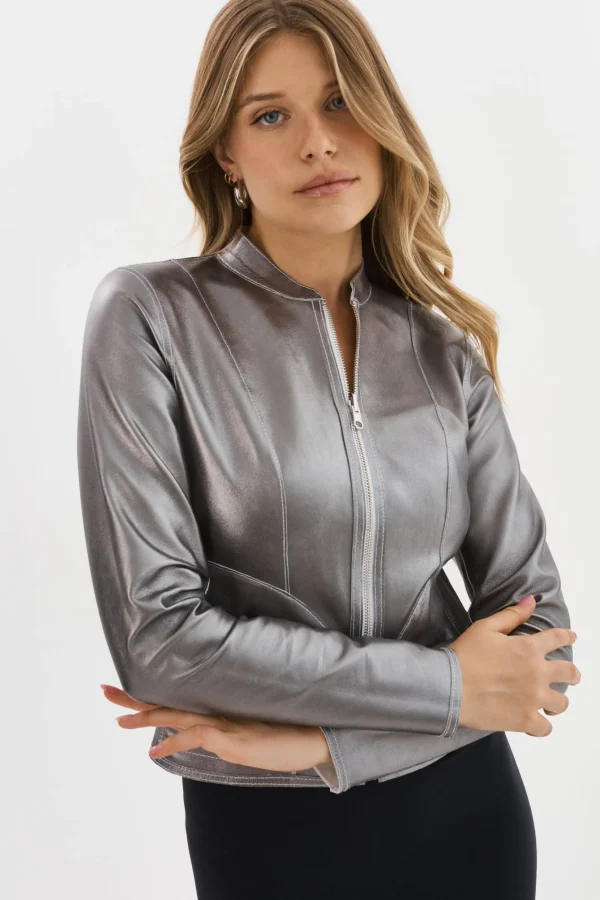 LAMARQUE Leather Jackets | CHAPIN | Reversible Leather Bomber White/Pewter