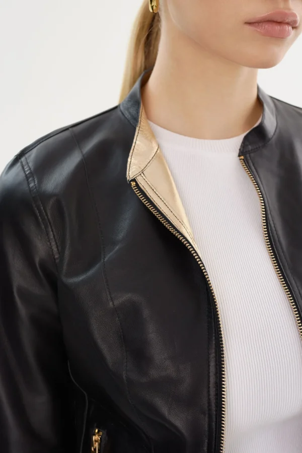 LAMARQUE Leather Jackets | CHAPIN | Reversible Leather Bomber Black/Gold