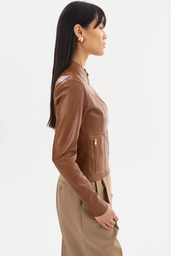 LAMARQUE Leather Jackets | CHAPIN | Reversible Leather Bomber Luggage/Gold