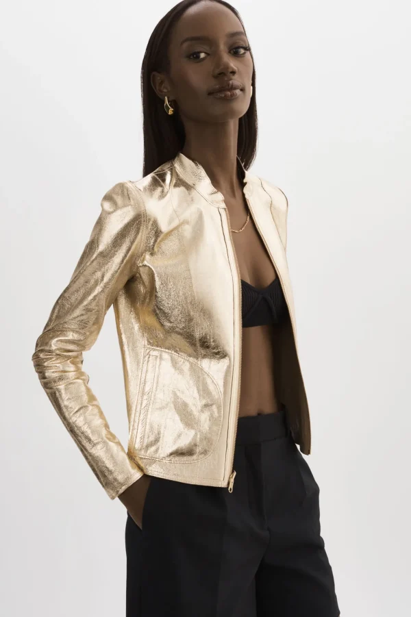 LAMARQUE Leather Jackets | CHAPIN | Reversible Leather Bomber Wheat/Gold