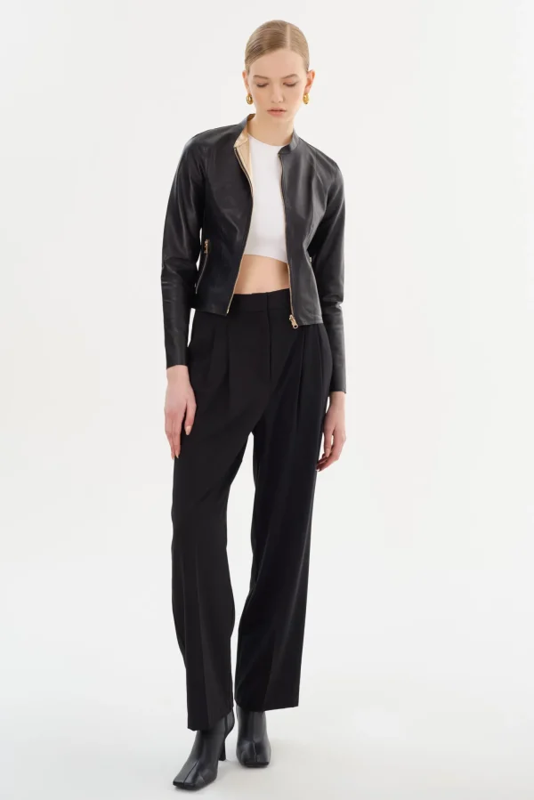 LAMARQUE Leather Jackets | CHAPIN | Reversible Leather Bomber Black/Gold