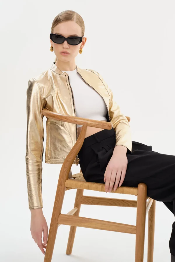 LAMARQUE Leather Jackets | CHAPIN | Reversible Leather Bomber Black/Gold