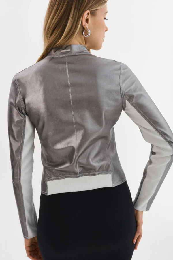 LAMARQUE Leather Jackets | CHAPIN | Reversible Leather Bomber White/Pewter