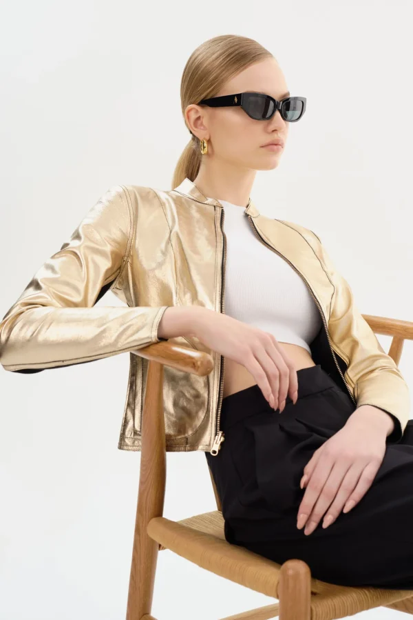 LAMARQUE Leather Jackets | CHAPIN | Reversible Leather Bomber Black/Gold