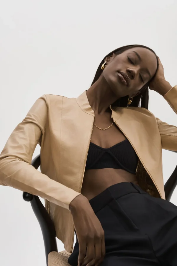 LAMARQUE Leather Jackets | CHAPIN | Reversible Leather Bomber Wheat/Gold
