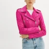 LAMARQUE Leather Jackets | CIARA | Cropped Leather Biker Jacket Fuchsia