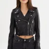 LAMARQUE Leather Jackets | CIARA | Cropped Leather Biker Jacket Black