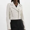 LAMARQUE Leather Jackets | CIARA | Cropped Leather Biker Jacket White