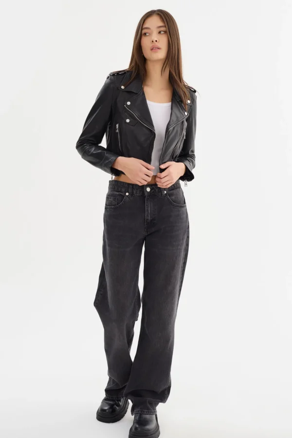LAMARQUE Leather Jackets | CIARA | Cropped Leather Biker Jacket Black