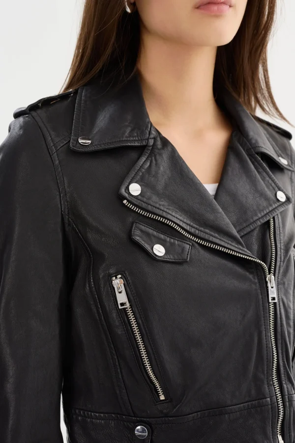 LAMARQUE Leather Jackets | CIARA | Cropped Leather Biker Jacket Black