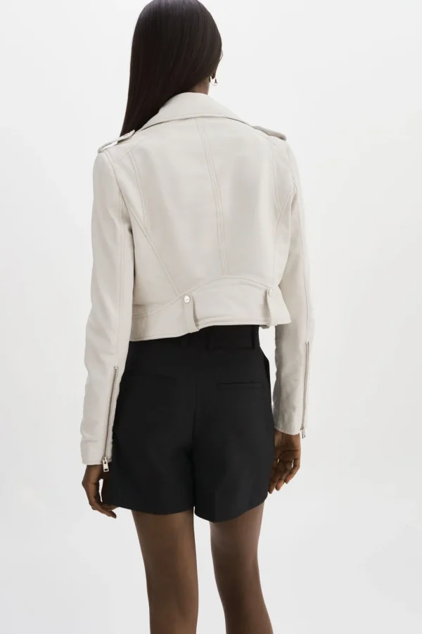LAMARQUE Leather Jackets | CIARA | Cropped Leather Biker Jacket White