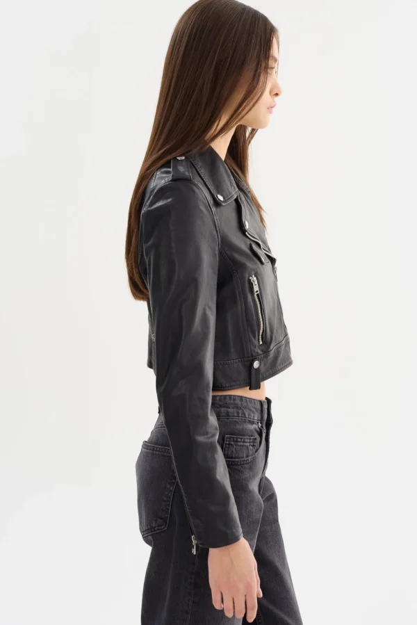 LAMARQUE Leather Jackets | CIARA | Cropped Leather Biker Jacket Black