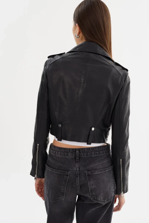 LAMARQUE Leather Jackets | CIARA | Cropped Leather Biker Jacket Black