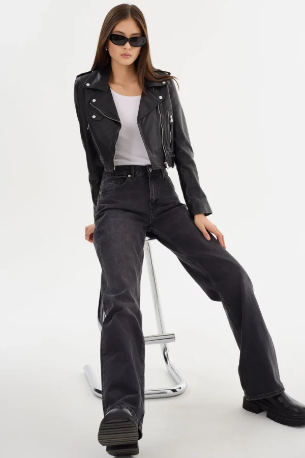 LAMARQUE Leather Jackets | CIARA | Cropped Leather Biker Jacket Black