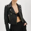 LAMARQUE Leather Jackets | CIARA GOLD | Cropped Leather Biker Jacket Black