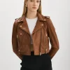 LAMARQUE Leather Jackets | CIARA GOLD | Cropped Leather Biker Jacket Luggage