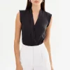 LAMARQUE Tops | CINTA | Sleeveless Silk Bodysuit Black